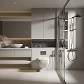 Modern Bathroom Interior Design With Double Vanity Large Mirror And Glass Shower