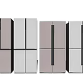 Multiple Modern Refrigerators with Different Colors Displayed Side by Side in a Row 3d model