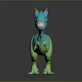Toy Dinosaur Character With Blue Green Body Orange Horns And Claws