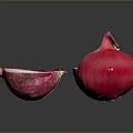 Fresh Vibrant Red Onion With Sliced Halves On Gray Background