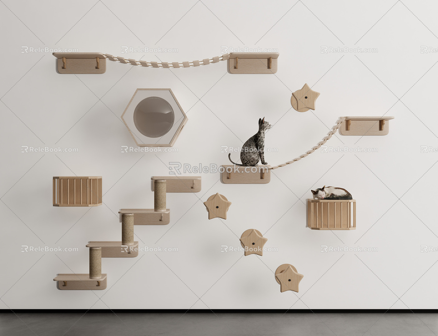 Modern Cat Climbing Rack Cat Rack Cat Nest 3d model