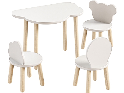 Ozon Solid Wood Dining Table and Chair for Children 3d model