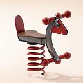 Building Blocks Spring Horse With Red Black Structure Brown Seat And Spring Base