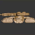 Golden Tank 3D Rendering With Shiny Mechanical Structure And Detailed Design