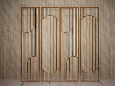 Modern Wooden Room Divider with Geometric Patterns Linear Design and Woven Wall Backdrop 3d model