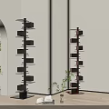 Modern Multi tiered Floor Lamp Design With Bookshelf In Interior With White Walls And Plants