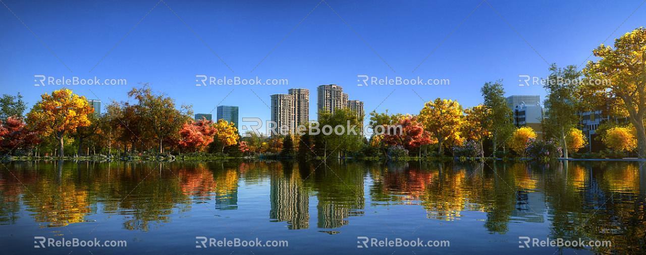 Waterfront Landscape Urban Architecture River Lake Reservoir Moat Around the City Lake Riverside Landscape Dam Dam 3d model