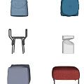Modern Sofa Stools In Blue Red White With Comfortable Seats And Metal Frames 3d model