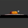 Yellow Cartoon Character On Bread With White Sauce Red Strips Green Garnishes On Black Plate