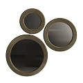 Three Round Decorative Mirrors With Woven Texture Frames For Wall Decor 3d model