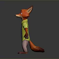 3D Fox Game And Movie Character Wearing Yellow Shirt And Striped Tie In Standing Pose