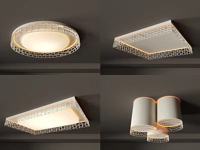 Modern Ceiling Lights with Round Square and Cylindrical Shapes Metal Frame LED Strips 3d model