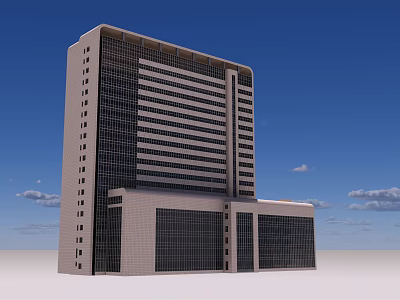 Modern High Rise Office Building With Glass Facade And Multiple Floors 3d model