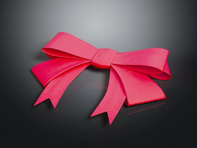 Vibrant Red Butterfly Shaped Decorative Bow Against Black Background Design 3d model