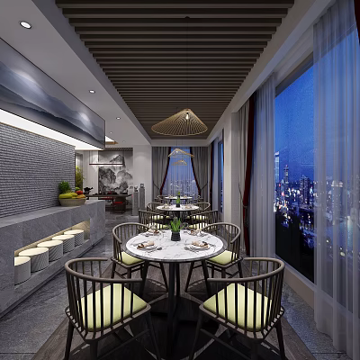 New Chinese Restaurant Tea Room 3d model New Chinese Restaurant Tea Room 3d model