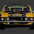 Yellow and Black Striped Classic Racing Car With Number 18 And Sponsor Logos