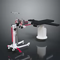 Medical Surgical Equipment Table With Mobile Stand Red Silver Frame White Base And Black Tabletop
