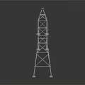 Power Transmission Tower 3D Model With Metal Lattice Structure And Insulators