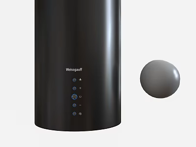Wellinghall Black Cylindrical Daily Appliance With Control Panel And Gray Sphere 3d model