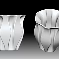 Elegant White Ceramic Vessels with Wavy Texture and Modern Vase Shaped Design