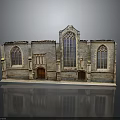 Historical Church Style Furniture Decorative Model With Arched Windows Wooden Door And Symmetrical Design