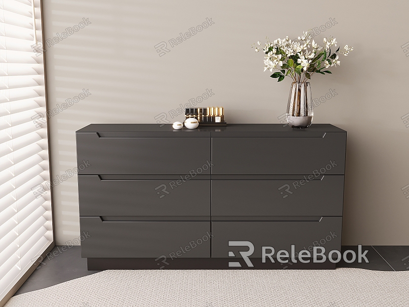 Light Luxury Solid Wood Sideboard Italian Style Storage Side Cabinet Drawer Type Vertical Cabinet with Six Drawers Sideboard model