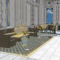 Sacred Religious Sanctuary Interior With Ornate Decorations Stained Glass Windows Comfortable Sofas And Patterned Carpets