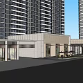 Modern Entrance Gate Design With Glass Curtain Metal Frame And Decorative Ground