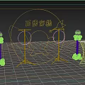 Engaging Interactive Zone With Target Arrows Balloons And Grass For Pinduoduo Archery Challenge 3d model