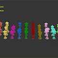 White Decorative Tower Models Arranged On Gray Background For