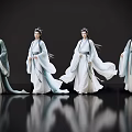 Four Men in Traditional Flowing Robes Standing on Black Background with Reflections