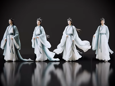 2D costume men literati monks poetry fairy costume handsome men film and television drama characters costume characters film and television drama characters 3d model