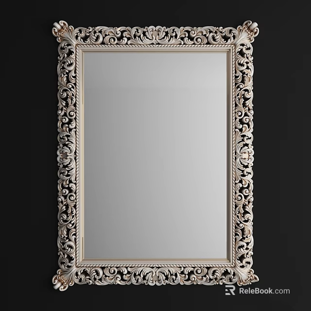 Elegant Decorative Wall Mirror With Ornate Carved Frame And Intricate Details 3d model 