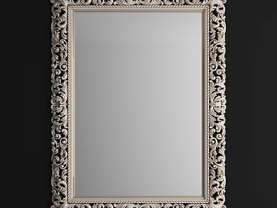 Elegant Decorative Wall Mirror With Ornate Carved Frame And Intricate Details 3d model