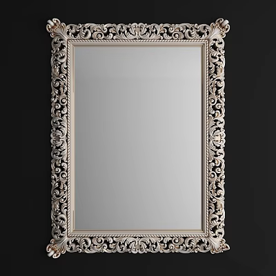 Elegant Decorative Wall Mirror With Ornate Carved Frame And Intricate Details 3d model