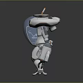 Intelligent Machine With Metallic Structure Blue Front Panel Mechanical Limbs And Futuristic Design