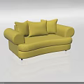 Yellow Upholstered Two Seater Sofa With Comfortable Armrests And Soft Cushions 3d model