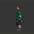 Red Haired Character Standing Wearing Green Black Checkered Coat Red Pants Shoes Holding Two Swords