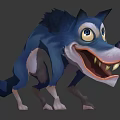 Cartoon Wolf Character Design With Front Side Back Views Blue Fur And Exaggerated Expression 3d model