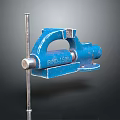Blue Bench Vice Hardware Tool With Fixed Base Adjustable Jaws And Metal Rod 3d model