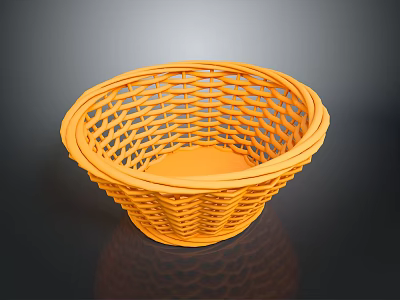Round Shaped Yellow Woven Basket For Household Storage And Organizing Items 3d model