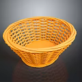Round Shaped Yellow Woven Basket For Household Storage And Organizing Items