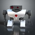Game Movie Robot Character With White Body Black Head Red Eye And Mechanical Arms