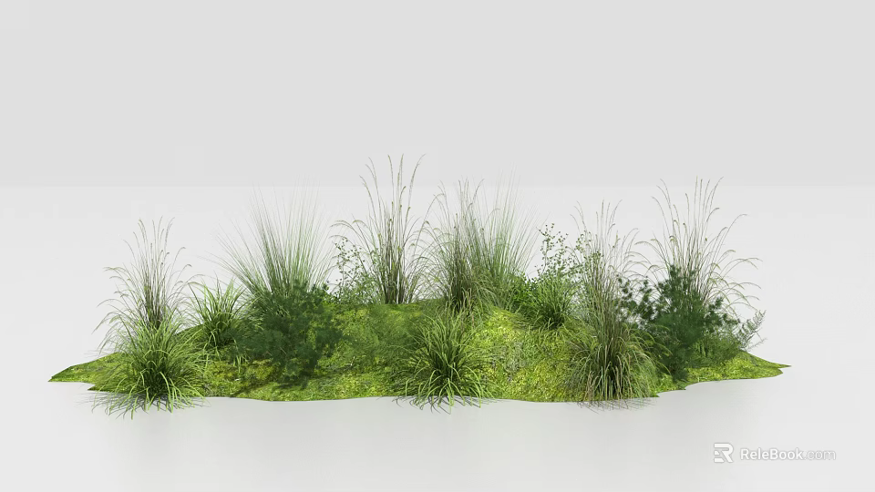 Floral Art Installation with Various Green Herbs and Natural Grasses for Modern Decoration 3d model 