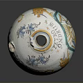 Ceramic Vase With Handcrafted Yellow Lion Sculpture And Blue Floral Patterns
