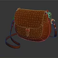 Orange Leather Crossbody Bag With Flap Design And Adjustable Shoulder Strap