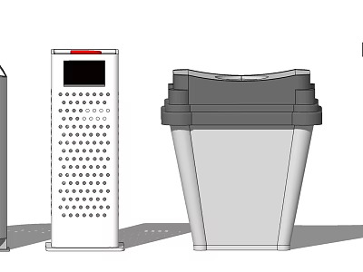 Public Facilities Modern Waste Bin And Information Terminal With Digital Screen And Perforations 3d model