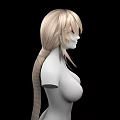 Game and Movie Character 3D Model Blonde Short Hair Faceless Upper Body Black Background