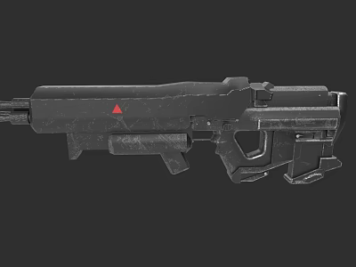 Futuristic Black Metal Sci Fi Weapon With Red Triangle Mark And Tactical Design 3d model