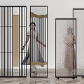 Modern partition glass screen partition 3d model